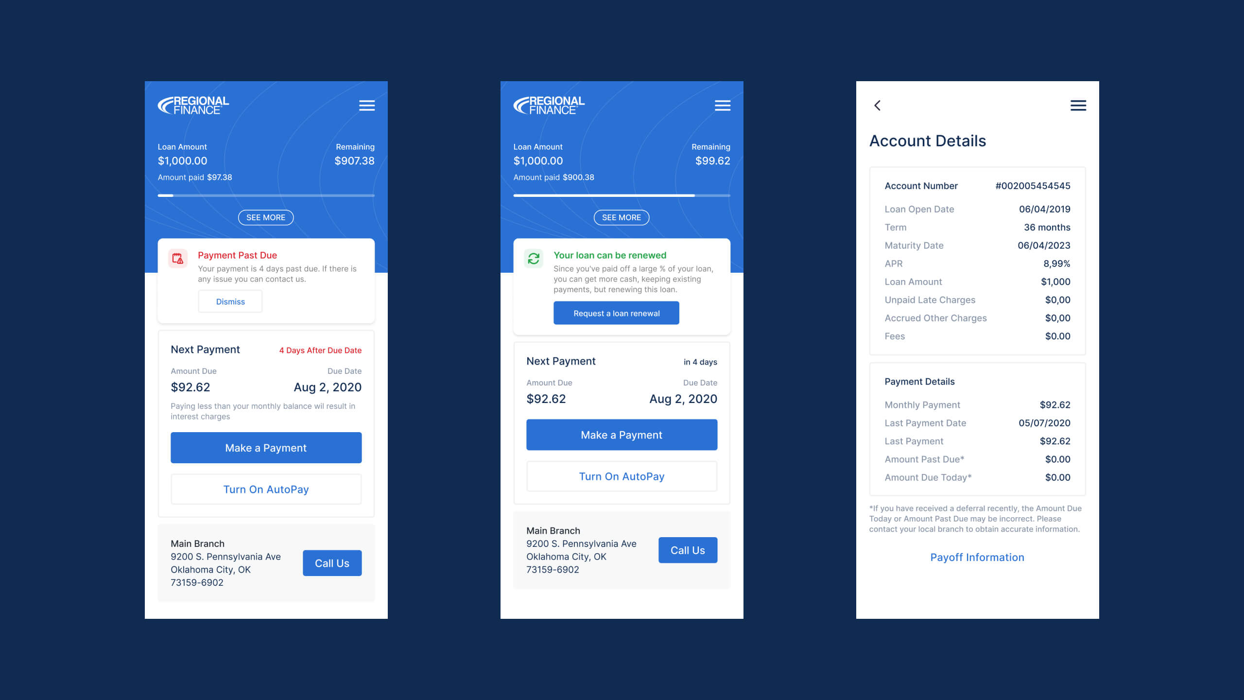 Regional Finance app screen