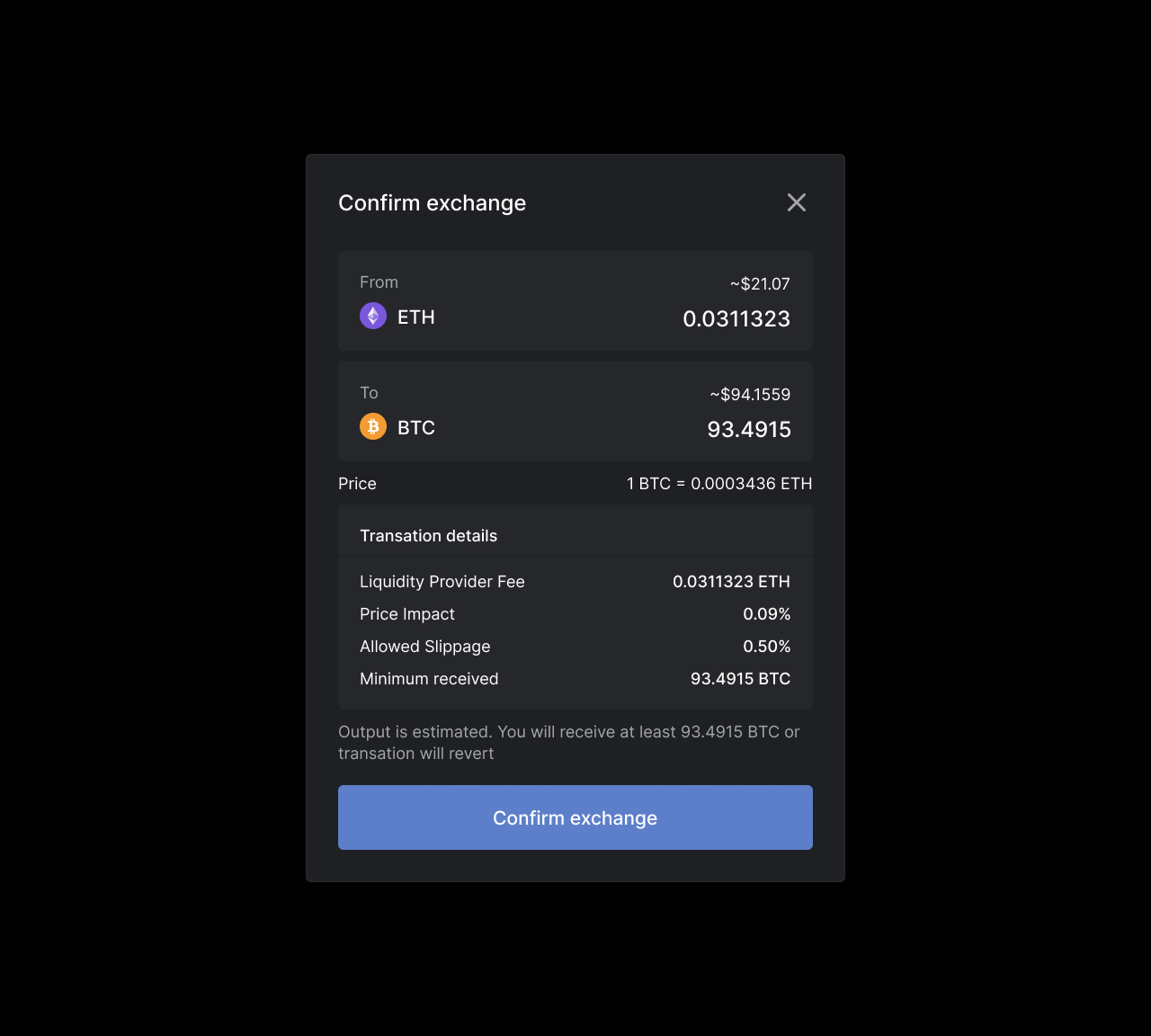 PalmSwap onboarding modal
