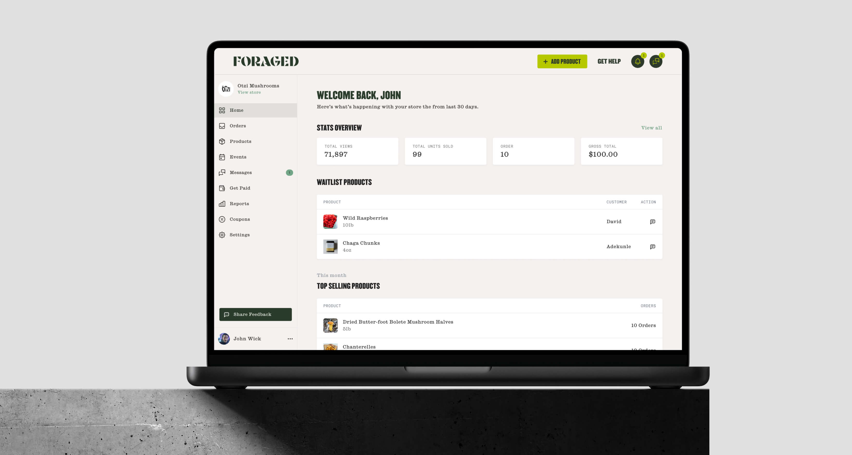 Foraged marketplace app