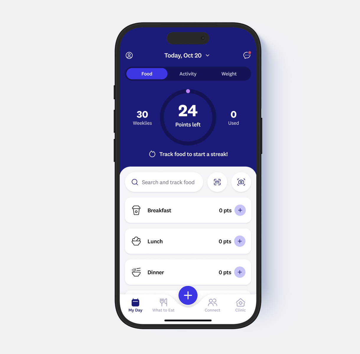 WeightWatchers app screen