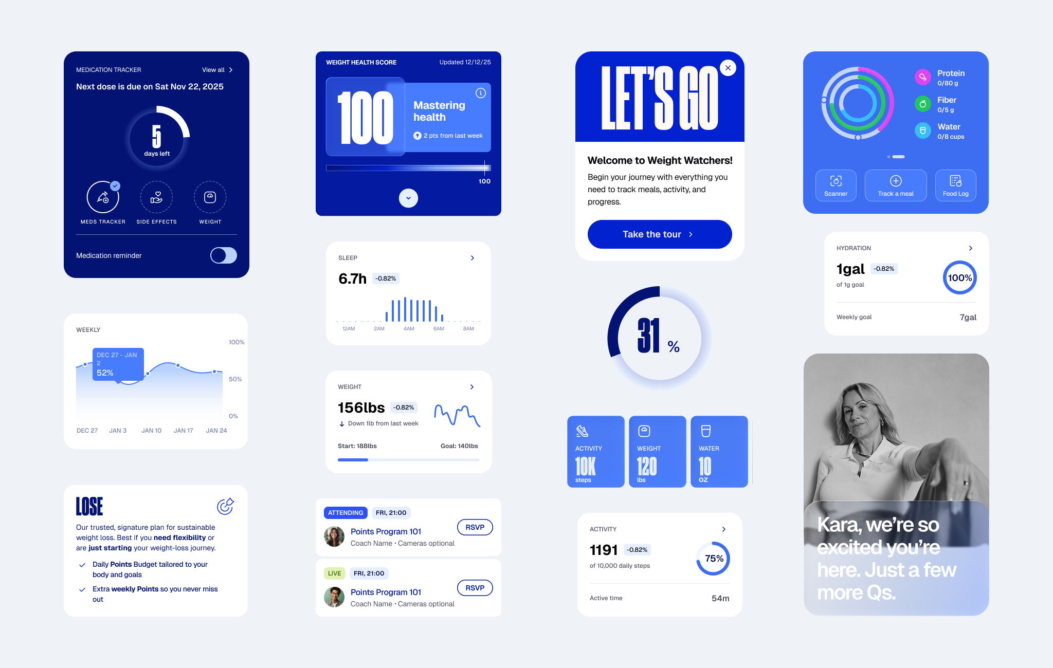 WeightWatchers app screens